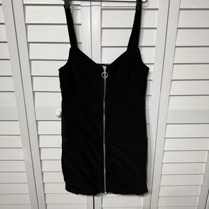 Topshop Black Corduroy Zip Front Mini Dress Size 8